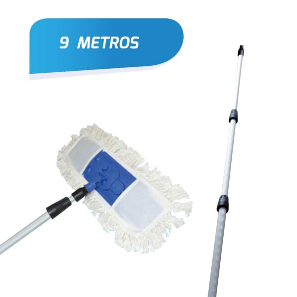 MANGO TELESCÓPICO DE 9 METROS + TRAPEADOR DE POLVO 45 CMS Y ARMAZON
