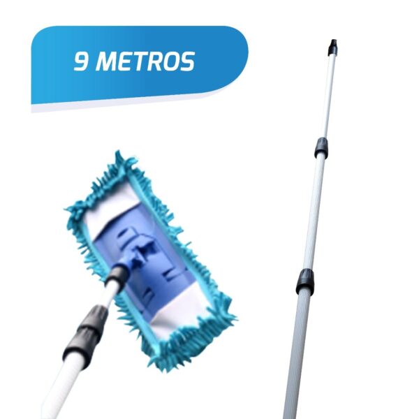 MANGO TELESCÓPICO DE 9 METROS + TRAPEADOR MICROFIBRA 45 CMS Y ARMAZON