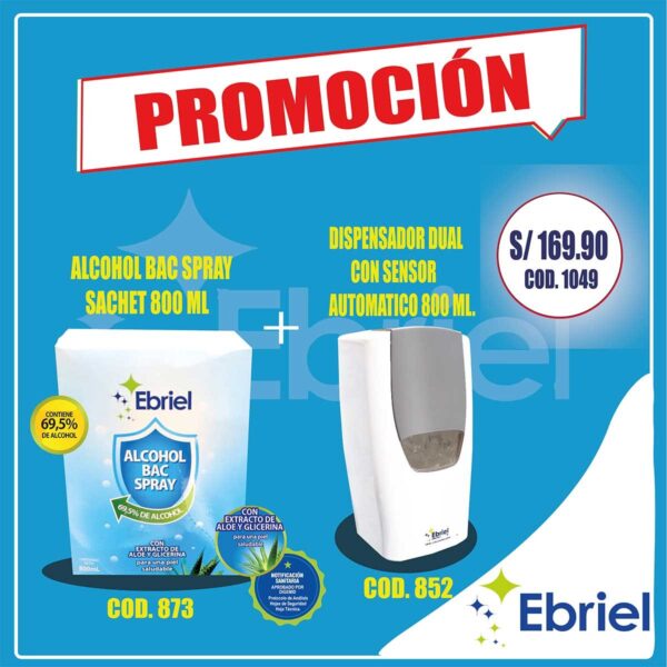 DISPENSADORES  AUTOMÁTICO CON SENSOR  + ALCOHOL SPRAY  800 ml.