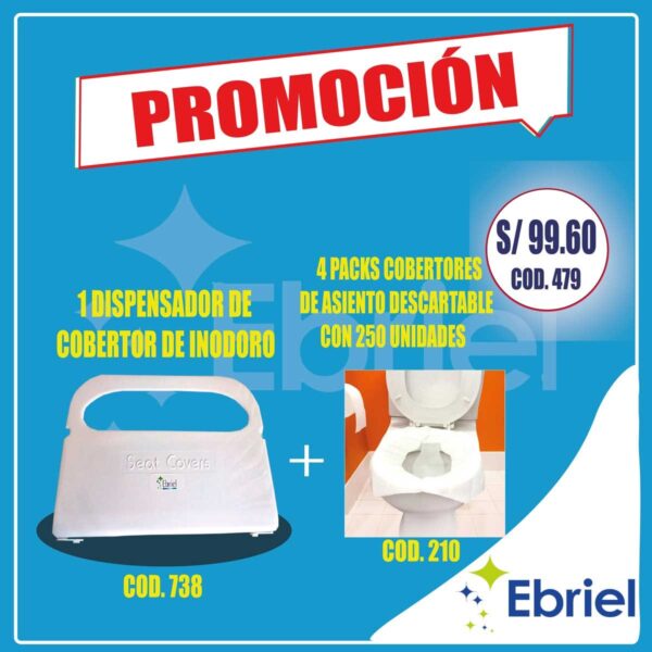 4 PACKS COBERTORES DE ASIENTO DESCARTABLE CON 250 UND. C/U + 1 DISPENSADOR DE COBERTOR