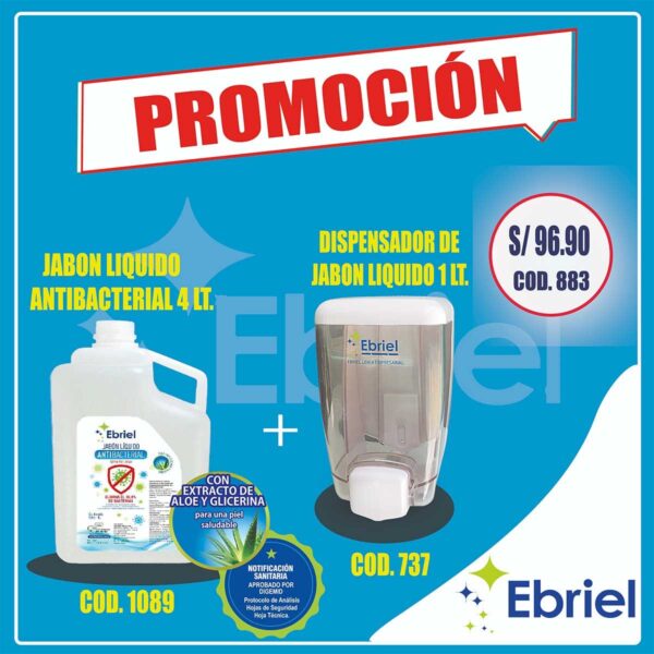 DISPENSADOR DE JABÓN CAPACIDAD 1LT + JABÓN LIQUIDO BAC 4LT
