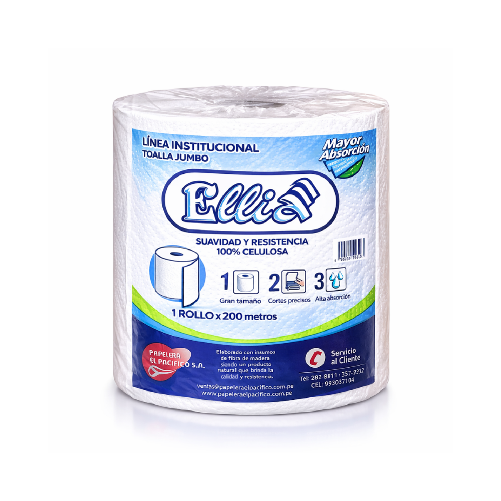 26 Papel Toalla Blanco Ellia Rollo x 200 m - Imagen 1
