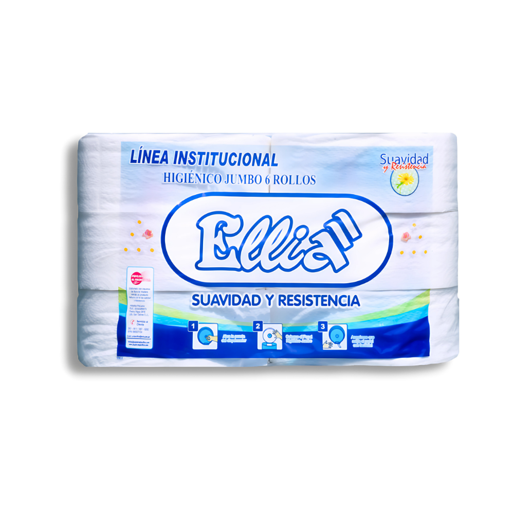 PH 300X6 Papel Higiénico Línea Institucional Jumbo Ellia 6 rollos x 300 m - Imagen 1