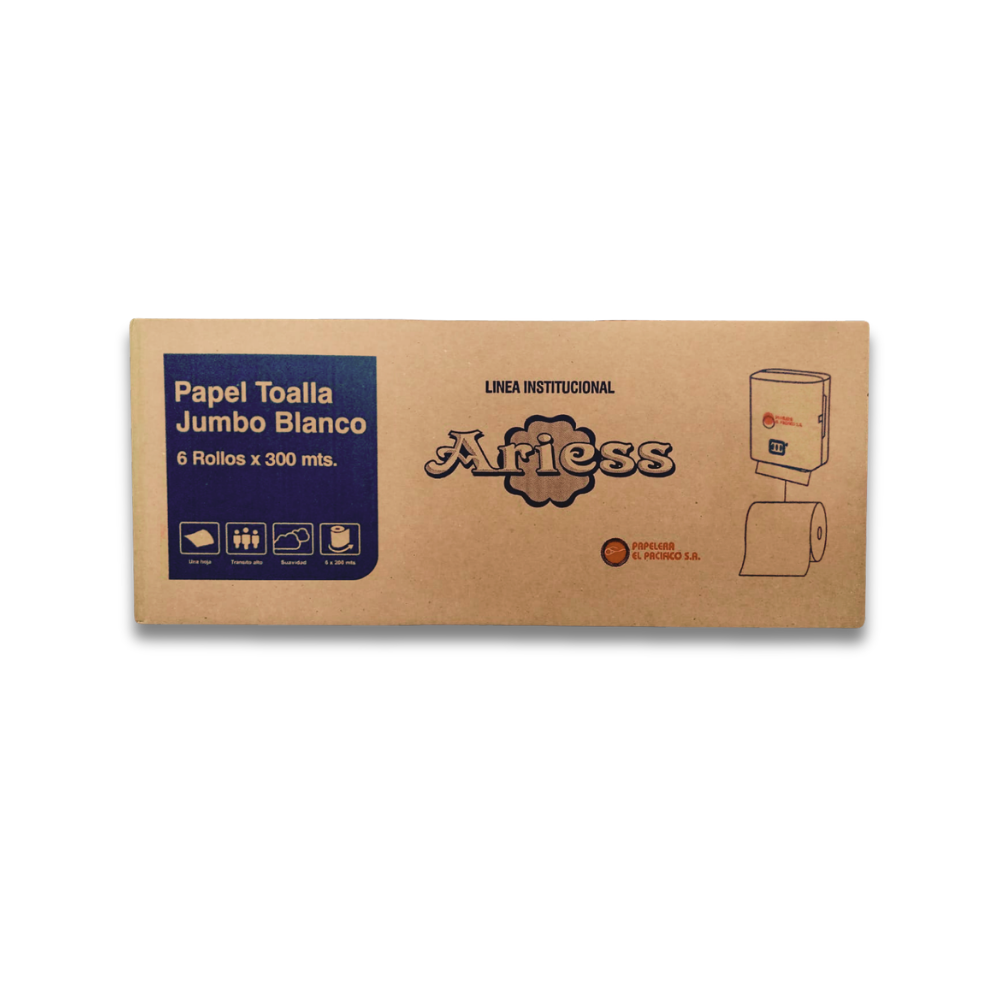 PT BLANCO 300X6 Papel Toalla Jumbo Blanco Ellia 6 rollos x 300 m - Imagen 1