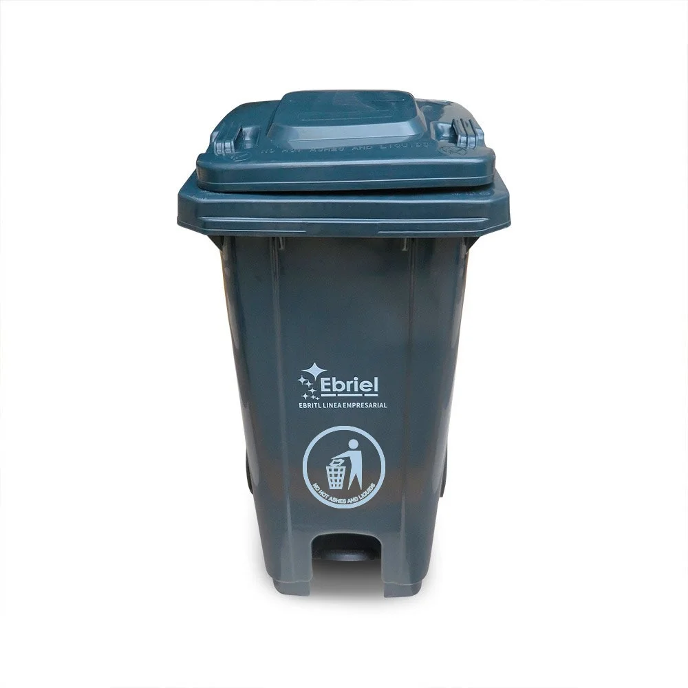 tacho-gris-eco Tacho De Basura Con Sistema De Pedal Y 2 Ruedas 120 L - Imagen 1